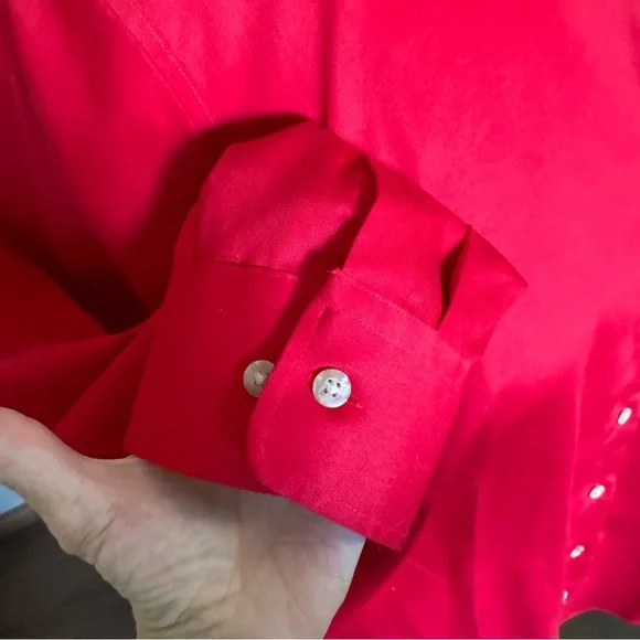 NWOT Lands’ End red 100% cotton button front shirt 2X - Picture 4 of 11